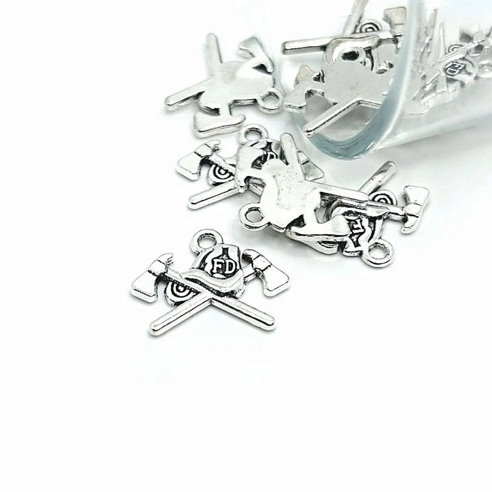 1, 4, 20 or 50 Pieces: Antique Silver Fireman Axe Charms