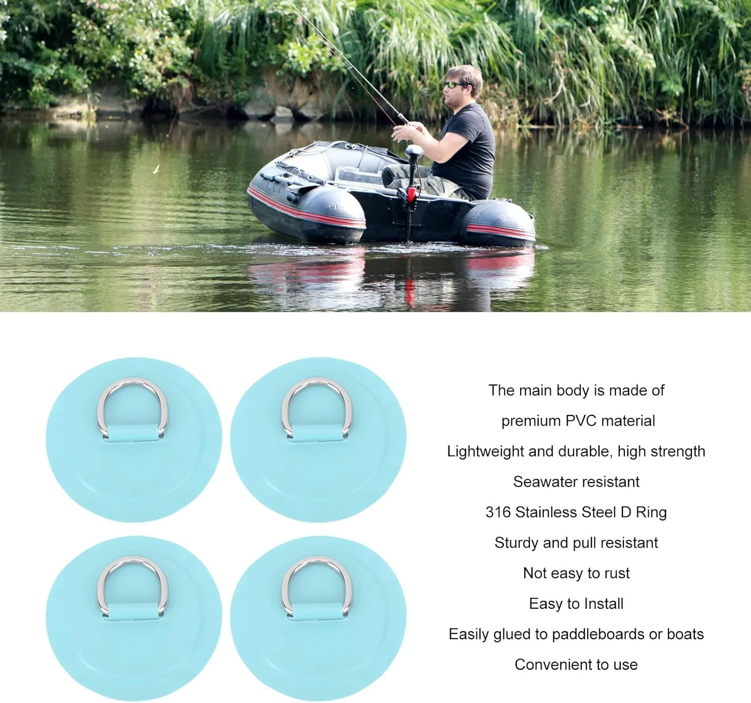 4pcs D Patch D Attachment Patch Round Lightweight Patch Repair Kit D PVC Patch Kayak Repair Kit for Inflatable Boat Surfboard Stand Up Paddleboard