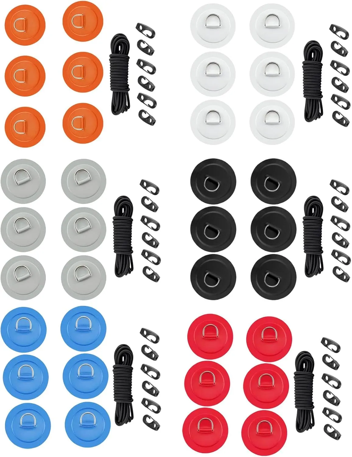 6PCS D Rings Patches PVC Stainless Steel Boats Accessories Pad Patches For Rafts Kayaks Easy Installation