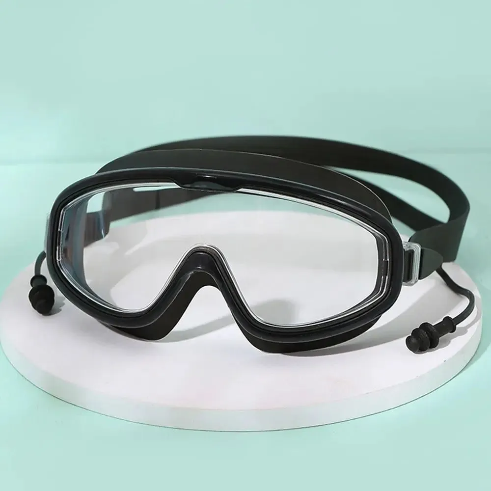 Anti-Fog Wide View Swim Goggles with Earplugs