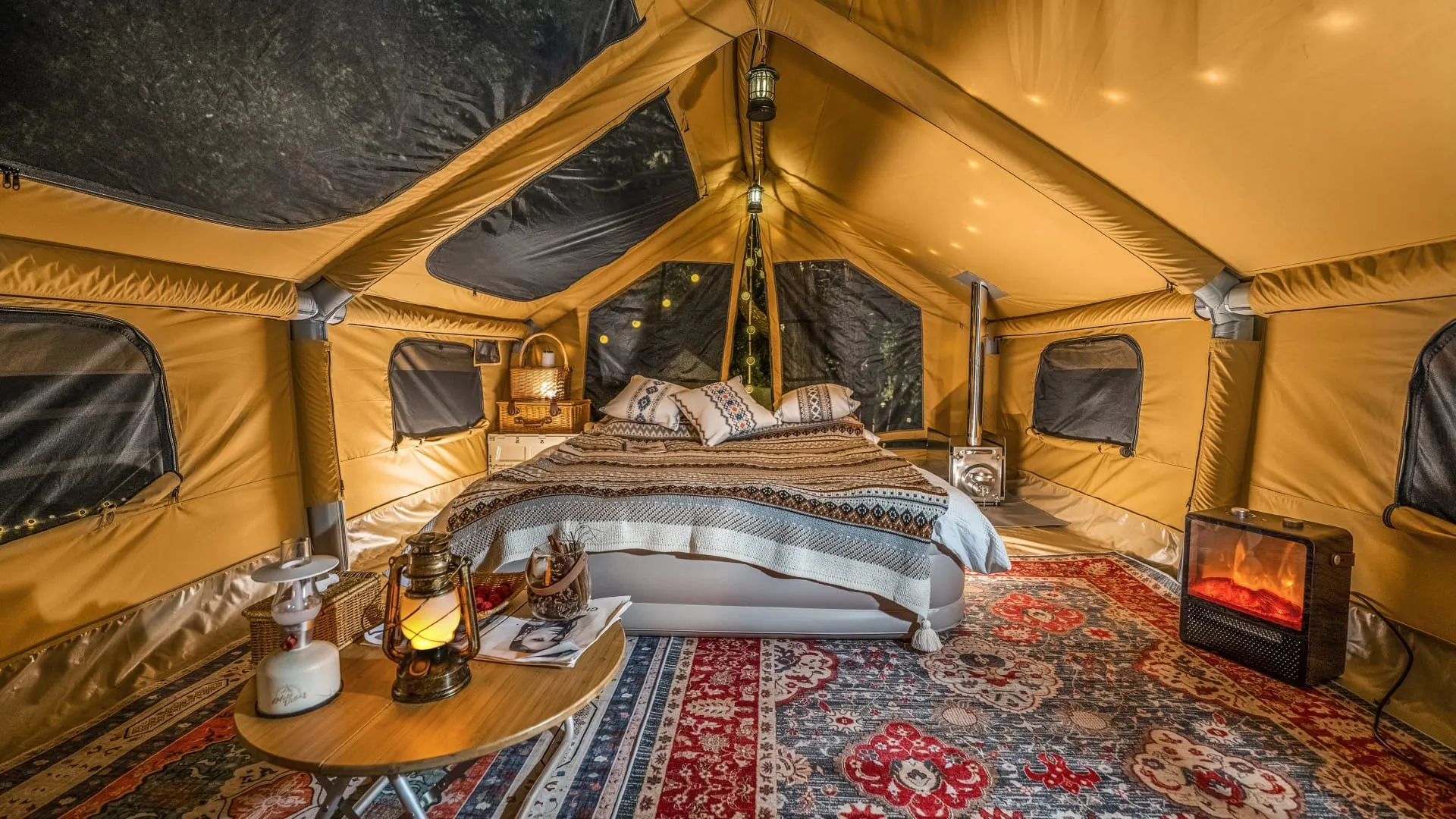 Best Hot Tents - Premium Inflatable Tent with Stove Jack "Panda air" Large. Best for 1-6 person