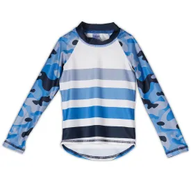 Blue Camo Rash Guard Top UPF 50 