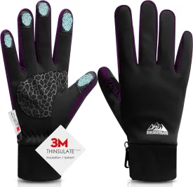 Bruvoalon W429 Winter Gloves for Women & Men - 3M Thermal Insulation & Lycra Fabric Surface & Windproof Coating, Touchscreen, Anti-Slip for Skiing, Running, Cycling, Hiking, Sports, Cold Weather