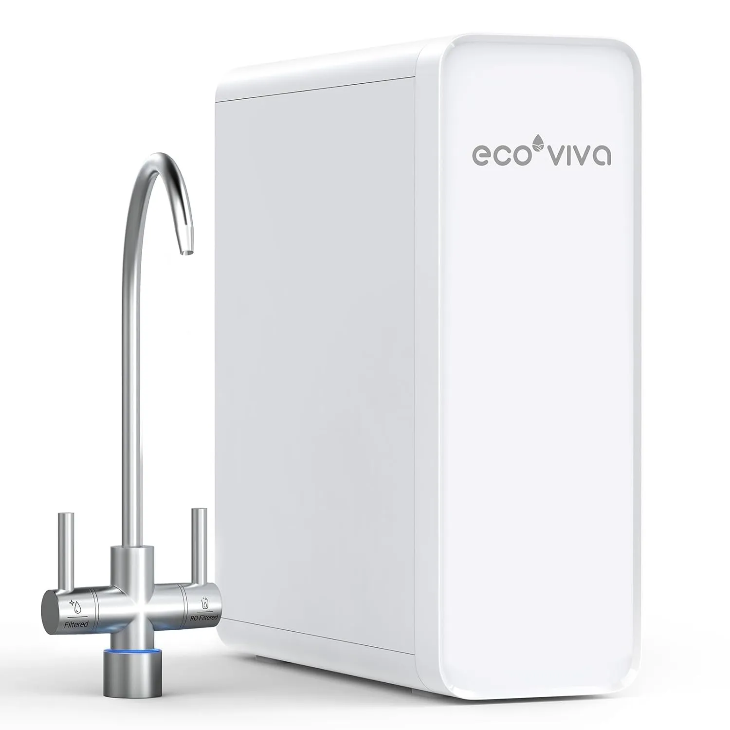 Ecoviva Under Sink Reverse Osmosis System, Fast Dispense Mode, No Drilling Required, 8-Stage Water Filtration System, 600 GPD Water Purifier, 2.5:1 Pure to Drain, Reduce PFAS, NSF/ANSI 58 Certified