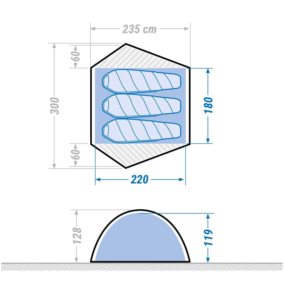 Freestanding Trekking Tent 3 Person - Trek 500