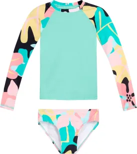 Kanu Surf Girls' Long Sleeve Rashguard UPF 50  Two Piece Swim Set