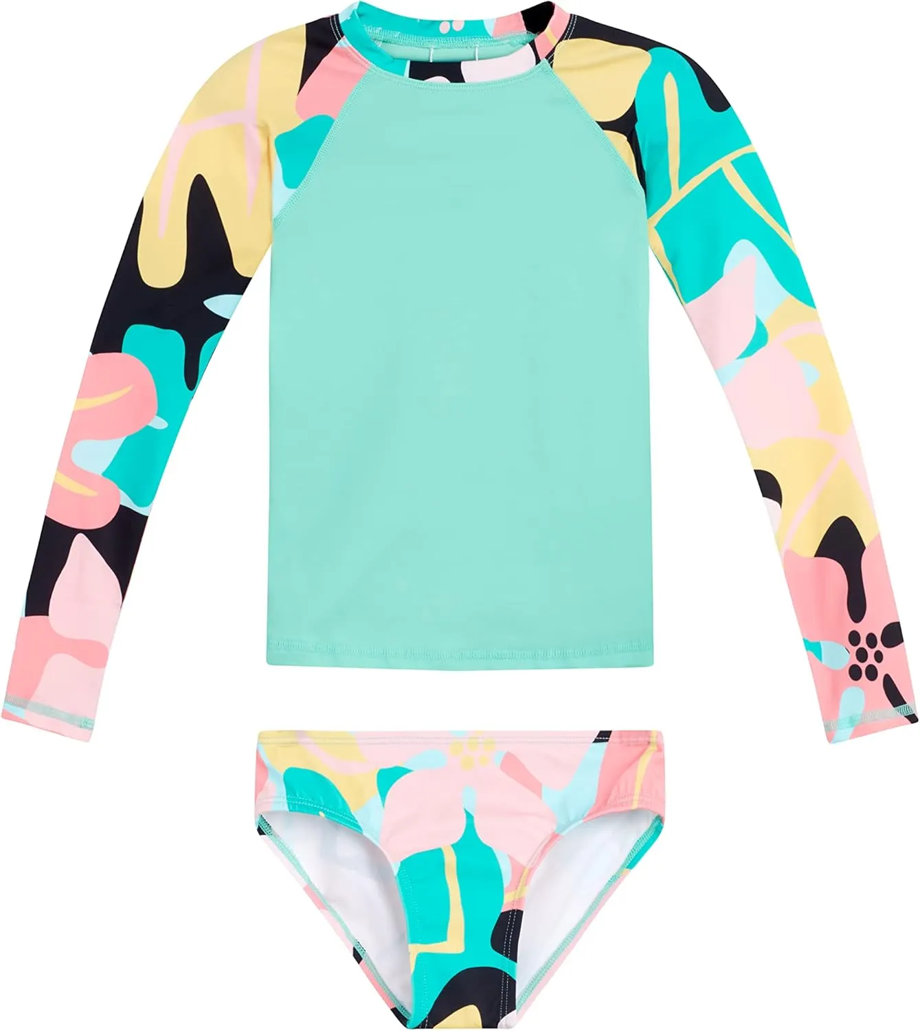 Kanu Surf Girls' Long Sleeve Rashguard UPF 50  Two Piece Swim Set