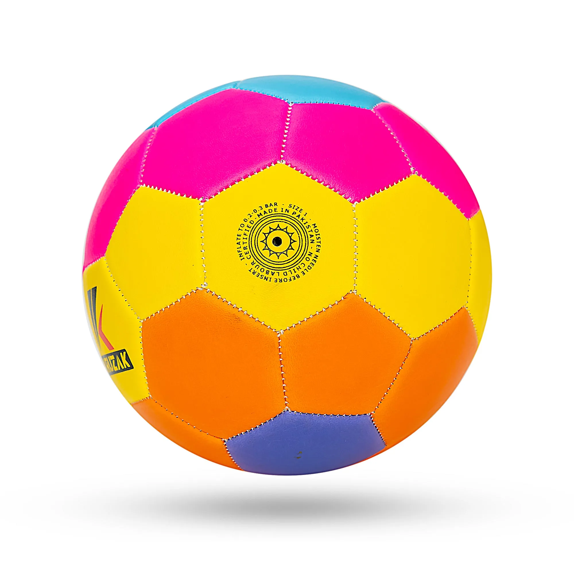 Kruzak Size 1 Machine Stitched Rainbow Colorful Mini Soccer Ball Toy for Toddlers and Kids Play