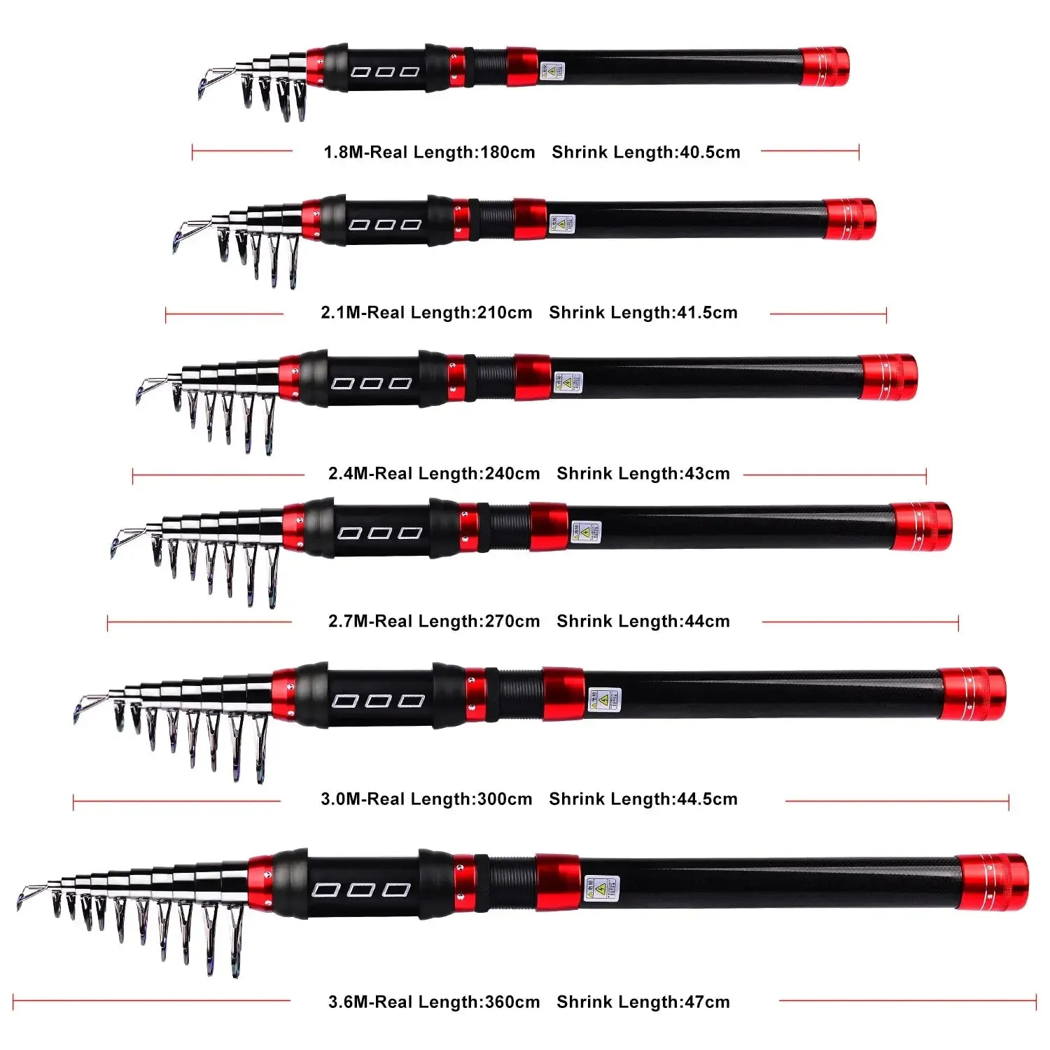 Lureswholesale® Telescopic Fishing Rod 2.1M -3.6M Hard Carbon