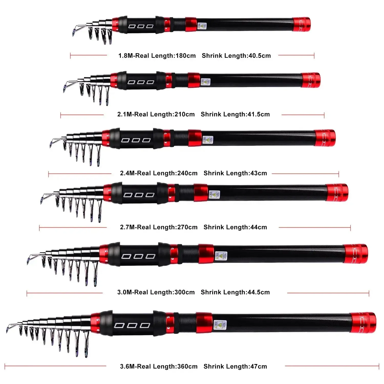 Lureswholesale® Telescopic Fishing Rod 2.1M -3.6M Hard Carbon