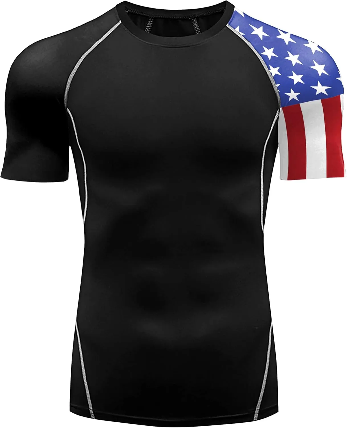 Men's Rash Guard Shirts Sun Protection UPF 50  Short Sleeve BJJ Jiu Jitsu Workout Swim Compression Shirt