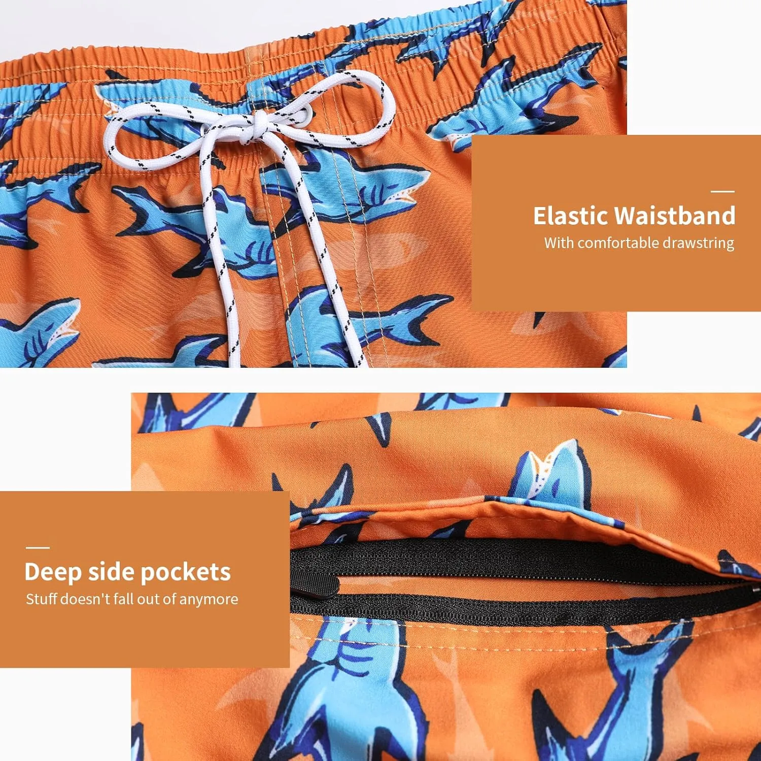Mens Swim Trunks with Compression Liner 7" Inseam Quick Dry Board Shorts Swim Shorts Bathing Suits