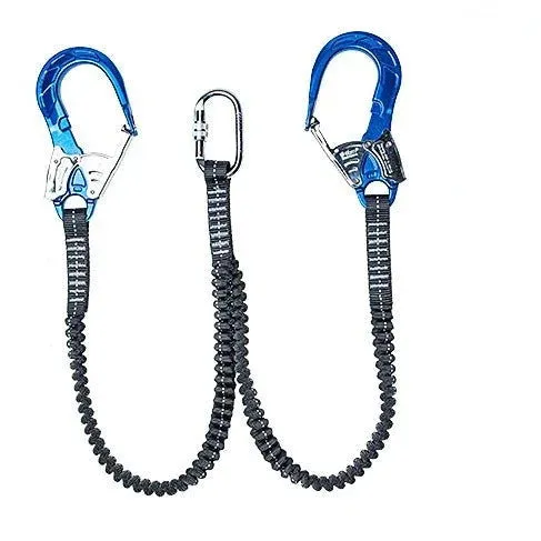 Outdoor High-altitude Work Anti-fall Safety Rope Double Hook with Buffer Bag Elastic Rope Set Electrician Protection Rope