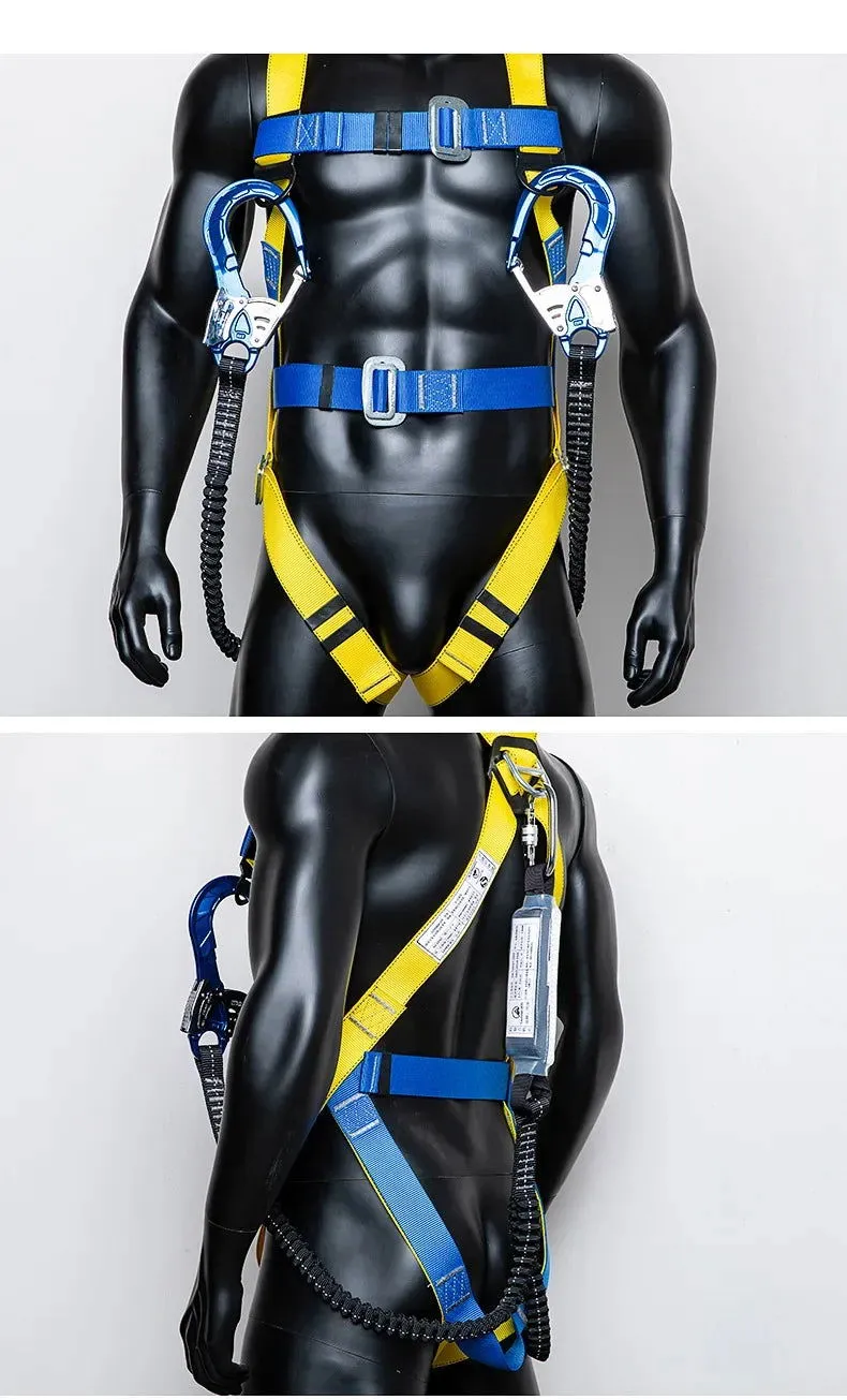 Outdoor High-altitude Work Anti-fall Safety Rope Double Hook with Buffer Bag Elastic Rope Set Electrician Protection Rope