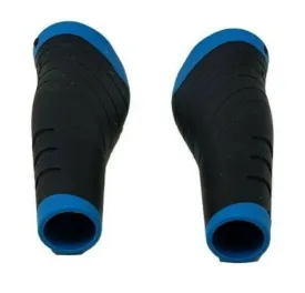 PAIR OF 135MM VAVERT LOCK - ON BIKE HANDLEBAR GRIPS ERGONOMIC PLUG - BLACK/BLUE