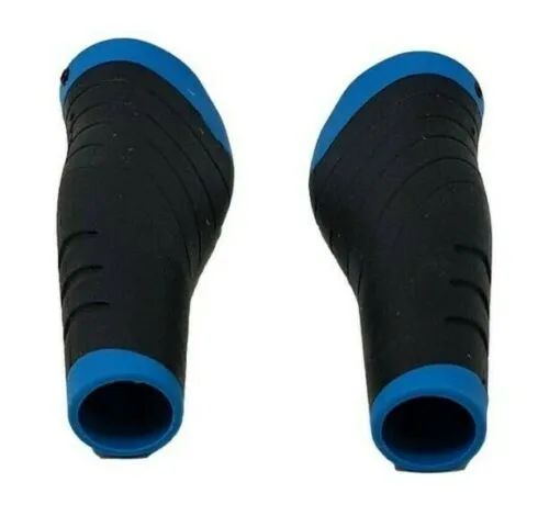 PAIR OF 135MM VAVERT LOCK - ON BIKE HANDLEBAR GRIPS ERGONOMIC PLUG - BLACK/BLUE