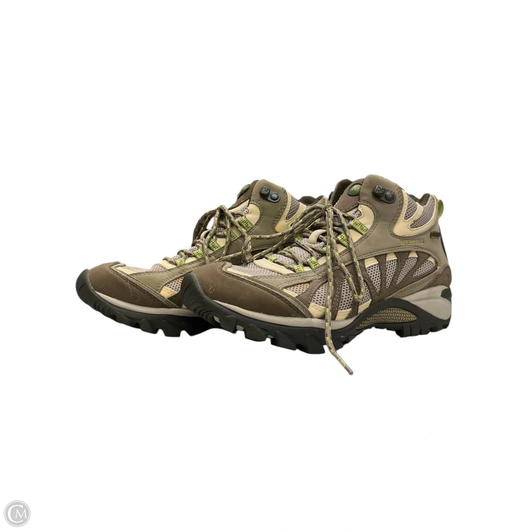 Shoes Hiking By Merrell In Brown & Green, Size: 8