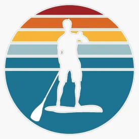 Stand Up Paddle Board - SUP - Retro Blue Sunset Bumper Sticker Vinyl Decal 5"