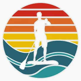 Stand Up Paddle Board - SUP - Retro Waves Bumper Sticker Vinyl Decal 5"