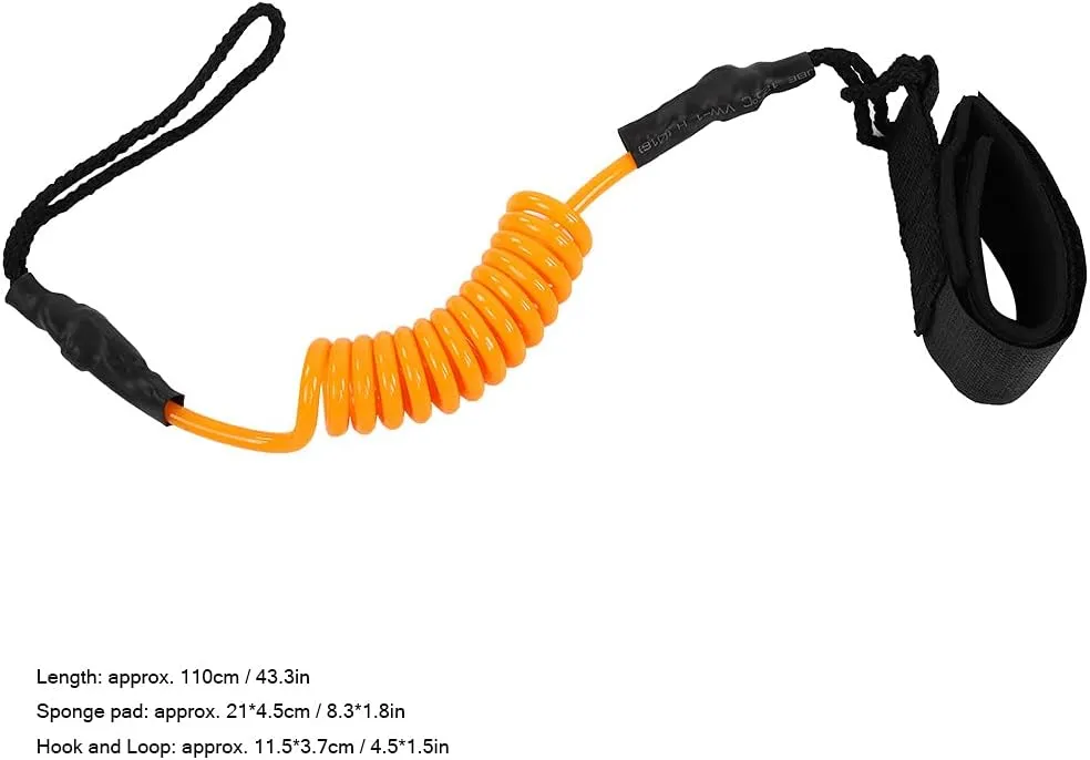 Surfboard Leash, Board Leash PU 110cm Adjustment Lightweight Flexible, Paddle Board Leash for Ankle Paddle Body Board Surfboard Canoes River Rafts Water Sports Activities