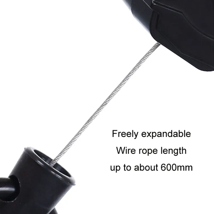 Telescopic High Resilience Steel Wire Rope Metal Anti-theft Buckle(Quick Release Ring White Black)