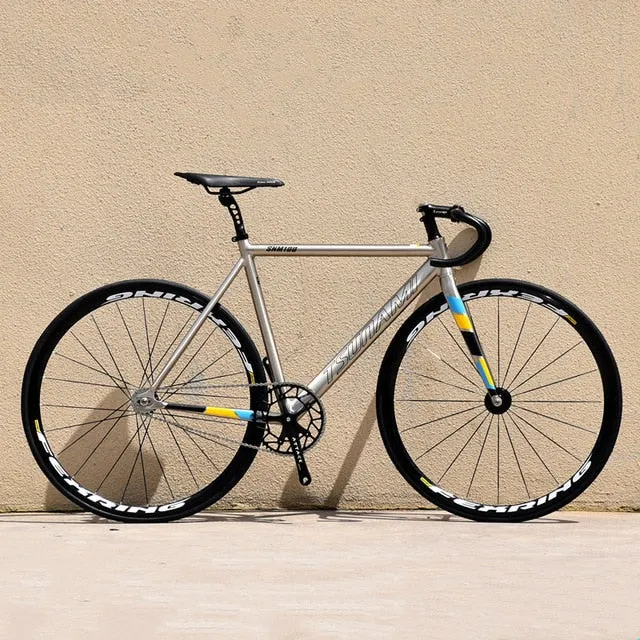 TSUNAMI SNM100 FIXED GEAR BIKE Aluminum alloy Frame single speed bike Track Bicycle Flat spokes wheel with bearing HUB V brakes