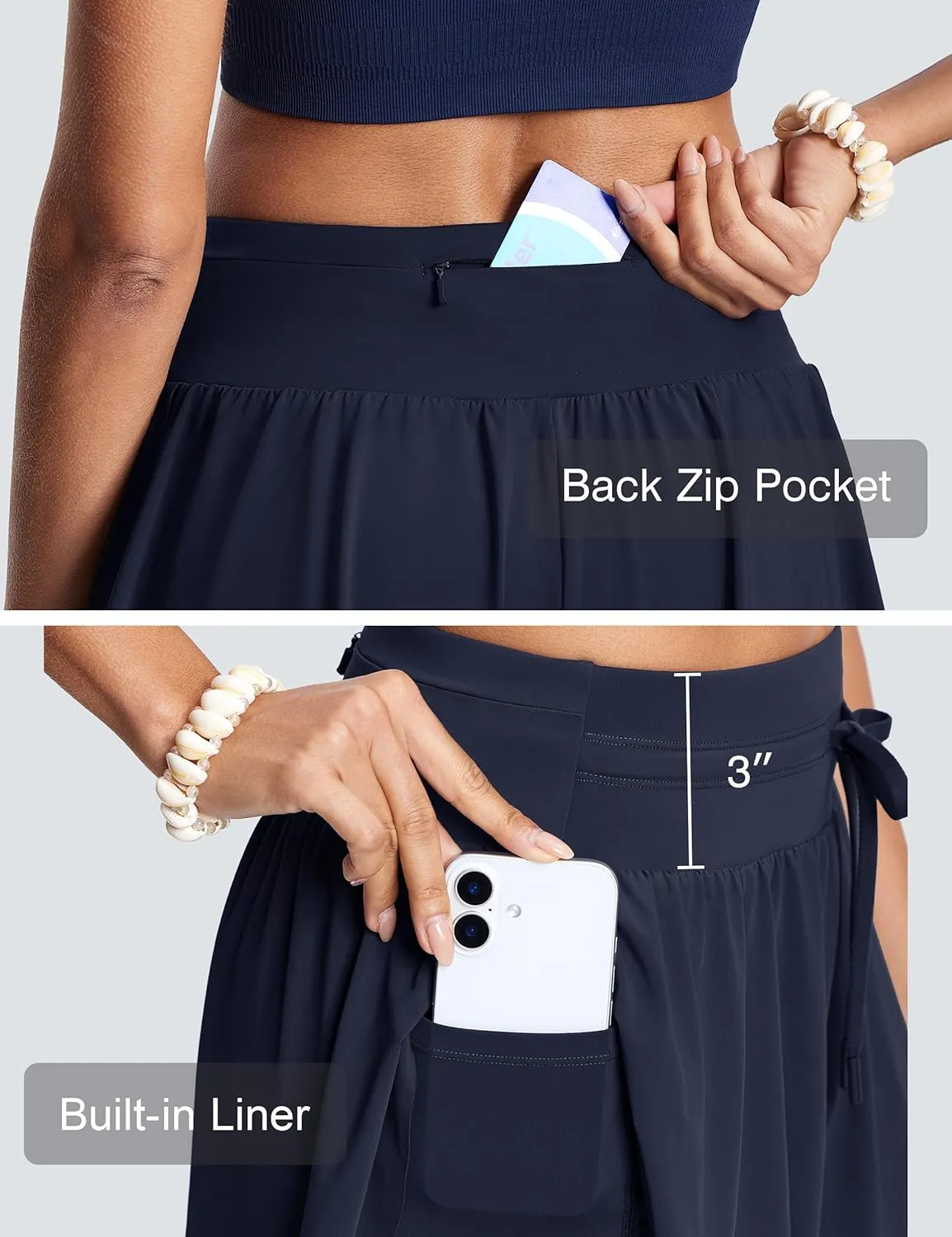 Womens 2.8" Swim Board Shorts High Waisted Slimming Quick Dry Stretch Swim Beach Trunks with Liner and 2 Pockets