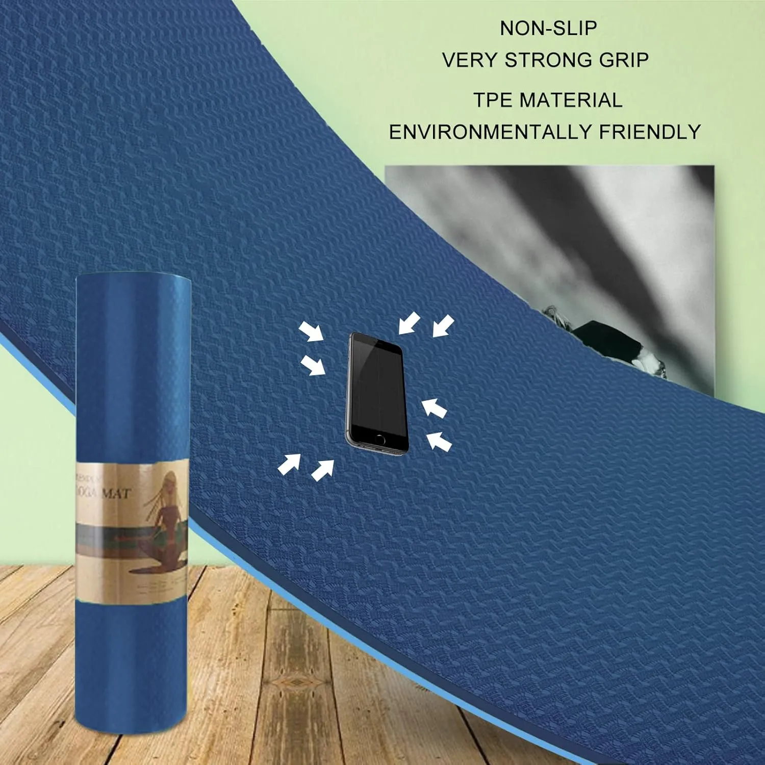 Yoga Mat 1/3 inch QMKGEC Exercise Mats 8mm TPE Non-Slip Extra Thick High-Density Eco Friendly for Yoga Workout Pilates Yoga Mats for Women Men